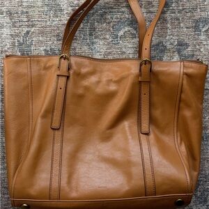 Fossil Brown Leather Tote Bag